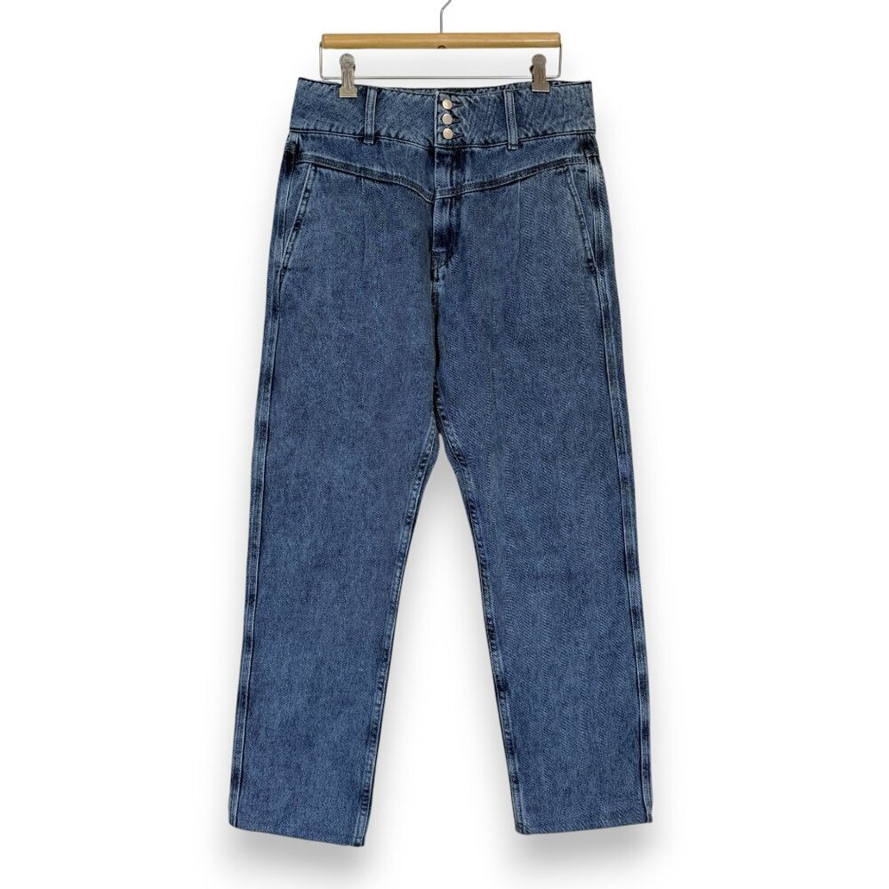 Sezane Tapered Denim Trouser Jeans  High Waisted Hemmed